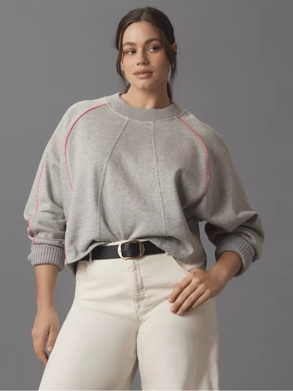 Anthropologie Maeve Paneled Warm-Up Sweatshirt grey pink women’s size small